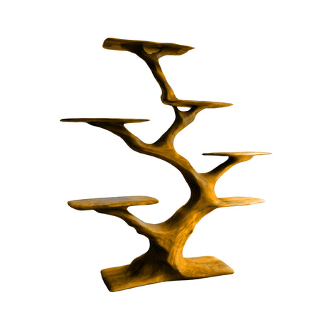 Vaeloris Sculpted Solid Wood Tree Bookshelf Teak - Timberustic Tree Bookshelf