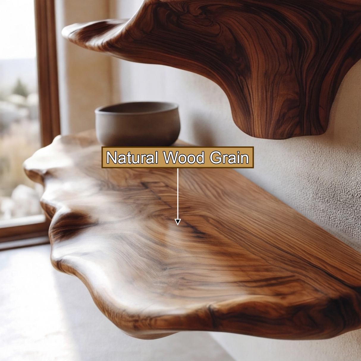 Vaelric Live Edge Solid Wood Mushroom Floating Shelf SPA394531 - Timberustic Floating Shelf