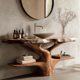 Vaelric Rootform Solid Wood Freestanding Bathroom Vanity with Shelves - Timberustic Freestanding Bathroom Vanity with Shelves