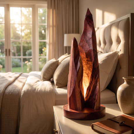 Vaelric Sculpted Mountain Table Lamp Mahogany - Timberustic Table Lamp