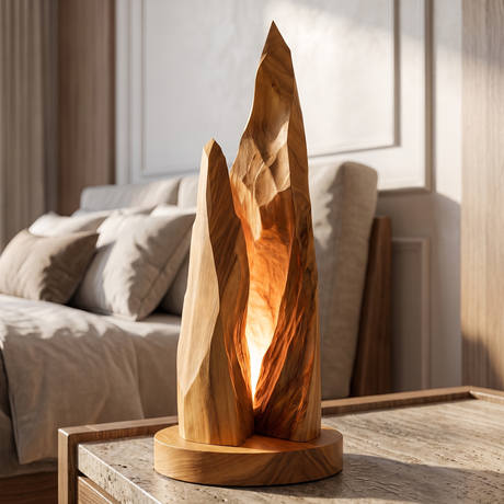 Vaelric Sculpted Mountain Table Lamp Teak - Timberustic Table Lamp