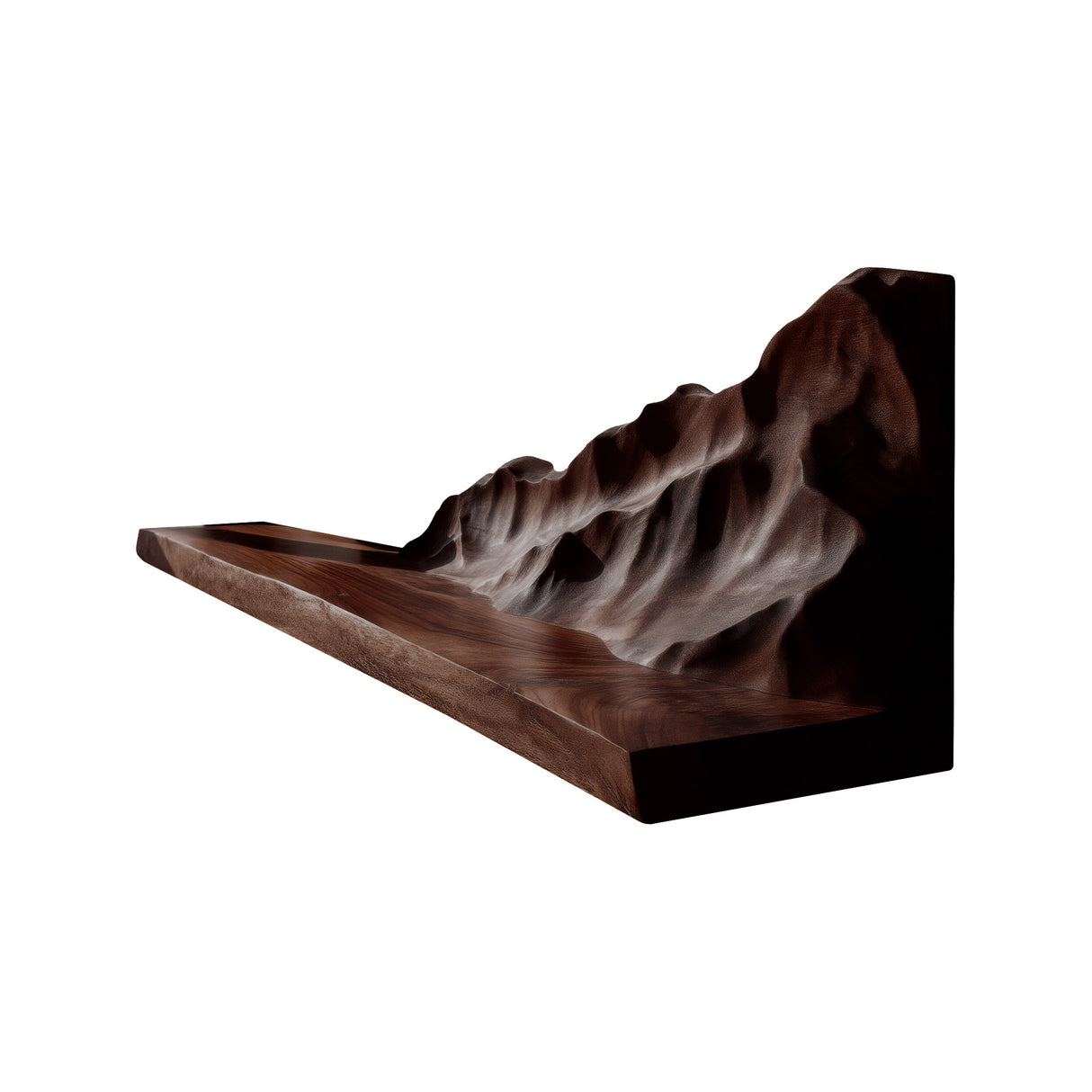 Vaelric Sculpted Solid Wood Mountain Floating Shelf Dark Walnut - Timberustic Floating Shelf