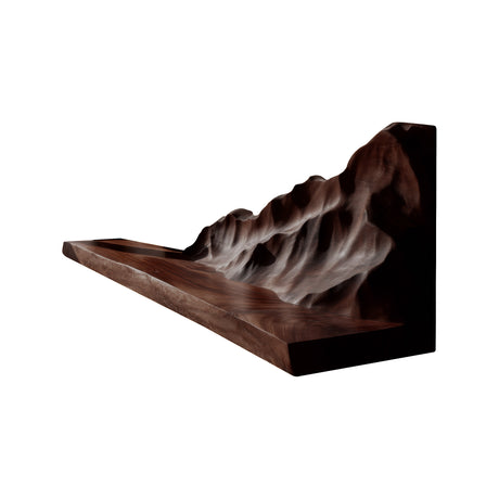 Vaelric Sculpted Solid Wood Mountain Floating Shelf Dark Walnut - Timberustic Floating Shelf