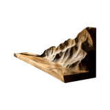 Vaelric Sculpted Solid Wood Mountain Floating Shelf Natural Oak - Timberustic Floating Shelf