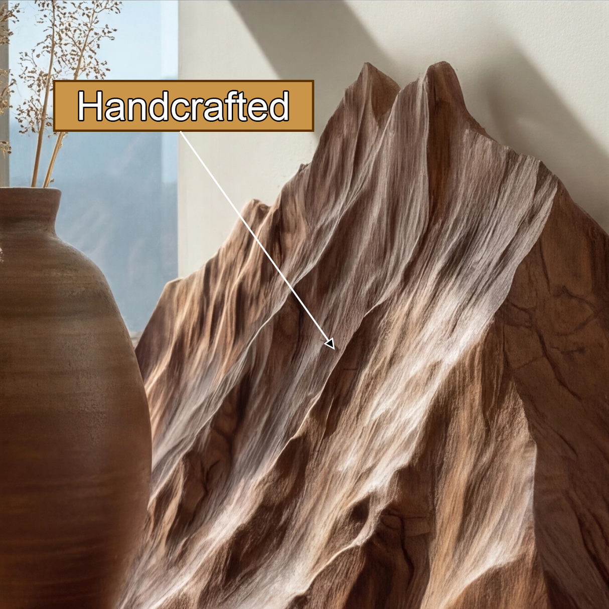 Vaelric Sculpted Solid Wood Mountain Floating Shelf - Timberustic Floating Shelf