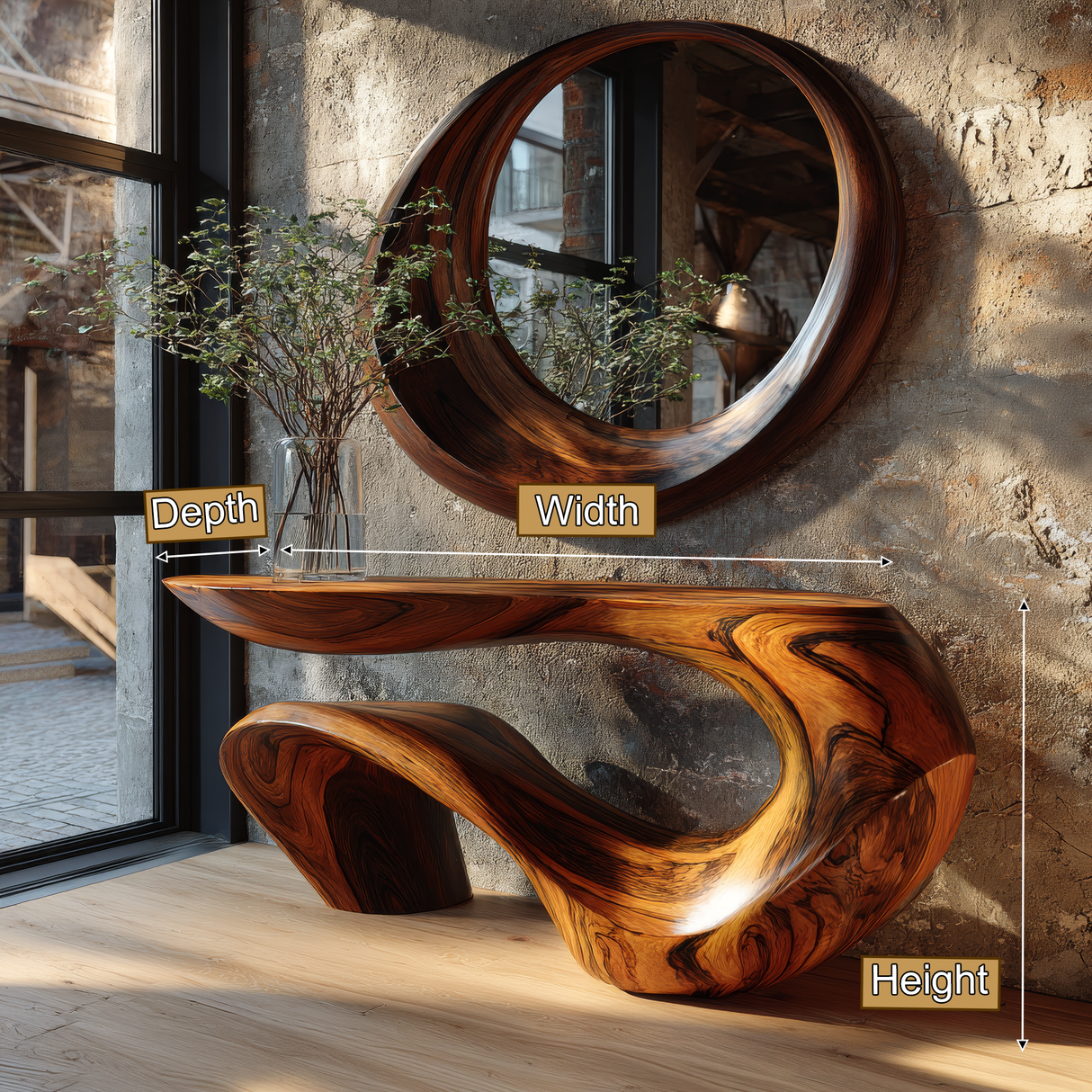 Vaelrith Sculpted Solid Wood Console Table - Timberustic Console Table