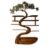 Vaelrith Sculpted Solid Wood Tree Bookshelf with Drawers Brown - Timberustic Tree Bookshelf