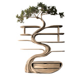 Vaelrith Sculpted Solid Wood Tree Bookshelf with Drawers Natural Oak - Timberustic Tree Bookshelf