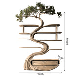 Vaelrith Sculpted Solid Wood Tree Bookshelf with Drawers - Timberustic Tree Bookshelf