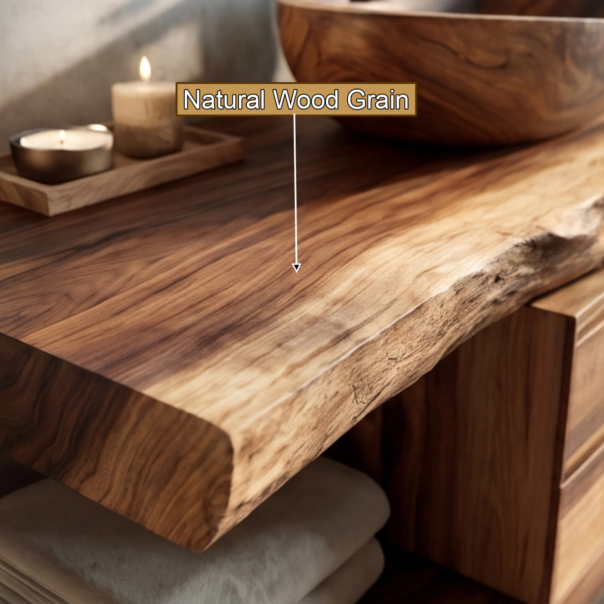 Vaelthorn Live Edge Solid Wood Floating Bathroom Vanity With Drawers - Timberustic Floating Bathroom Vanity With Drawers