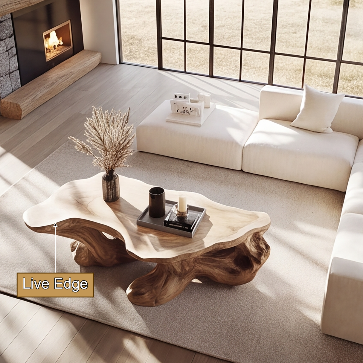 Vaelthorn Sculpted Solid Wood Coffee Table SPA256789 - Timberustic Coffee Table