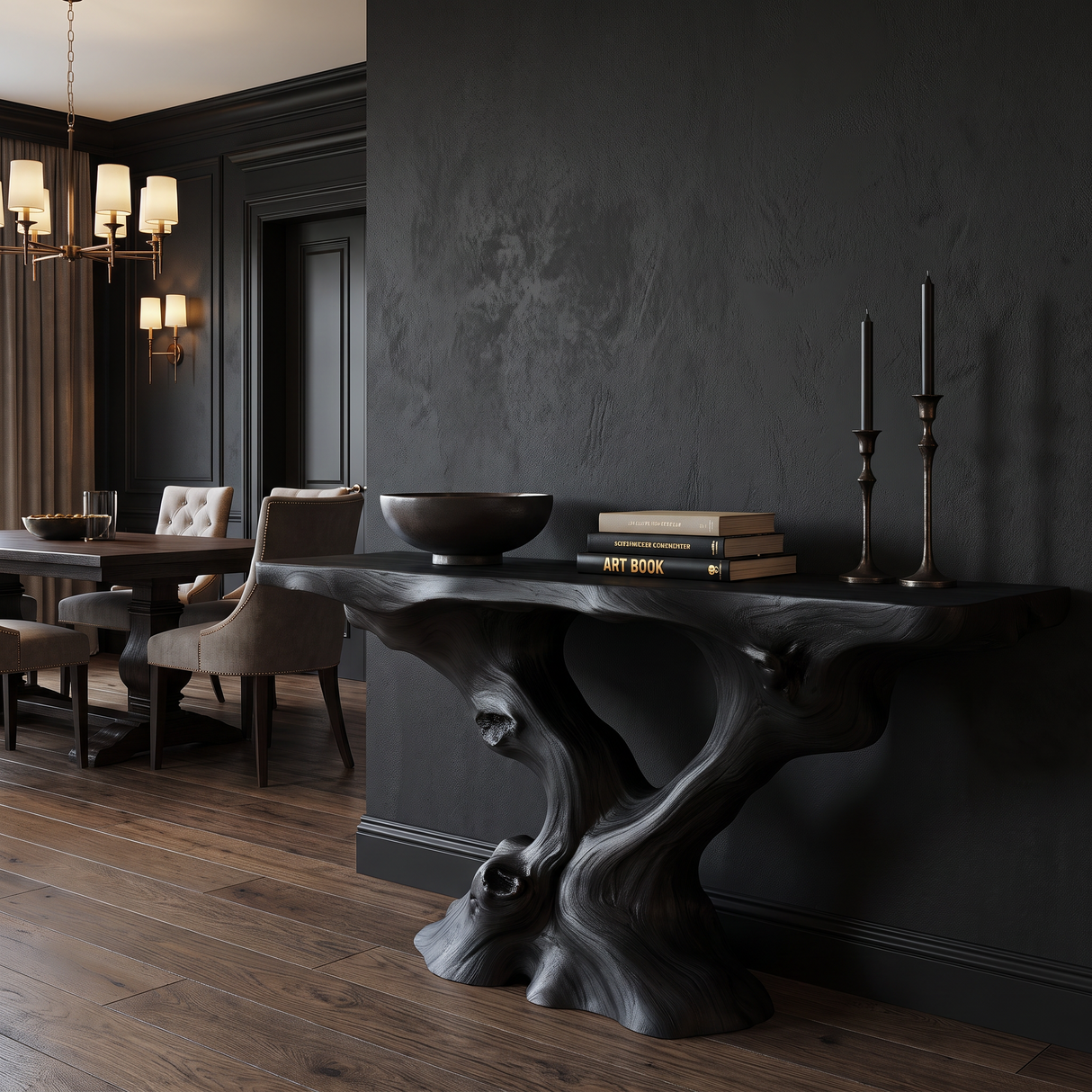Vaelthorn Sculpted Solid Wood Console Table Black - Timberustic Console Table