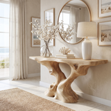 Vaelthorn Sculpted Solid Wood Console Table Natural Oak - Timberustic Console Table