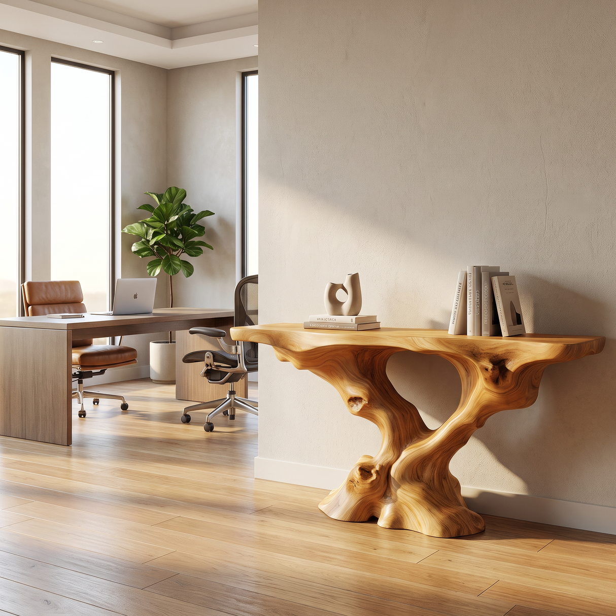 Vaelthorn Sculpted Solid Wood Console Table Teak - Timberustic Console Table