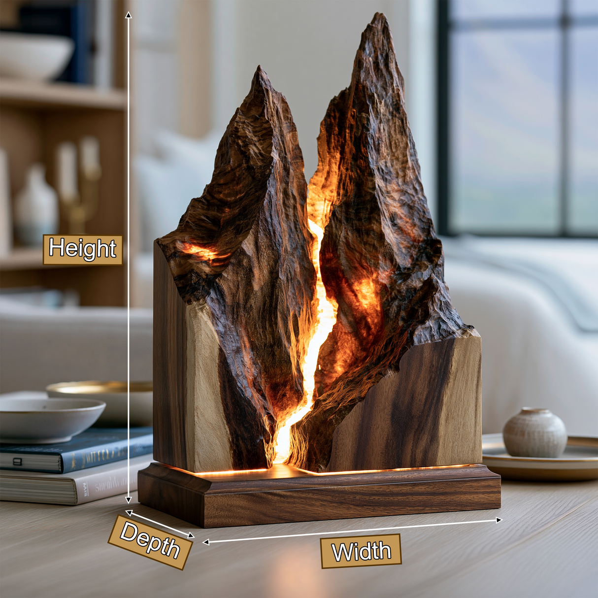 Vaelthorn Sculpted Solid Wood Mountain Table Lamp - Timberustic Table Lamp