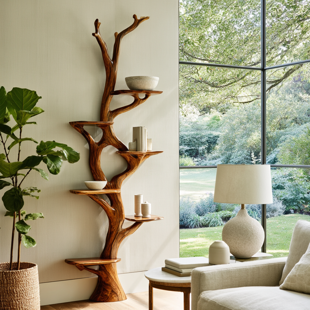Vaelthorn Sculpted Solid Wood Tree Bookshelf - Timberustic Tree Bookshelf