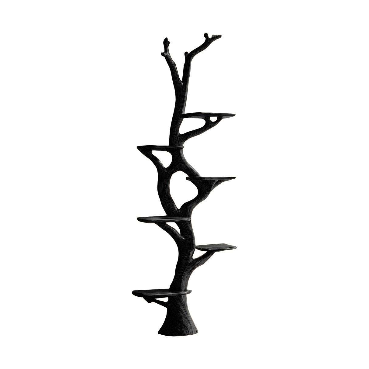 Vaelthorn Sculpted Solid Wood Tree Bookshelf Black - Timberustic Tree Bookshelf