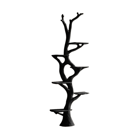 Vaelthorn Sculpted Solid Wood Tree Bookshelf Black - Timberustic Tree Bookshelf