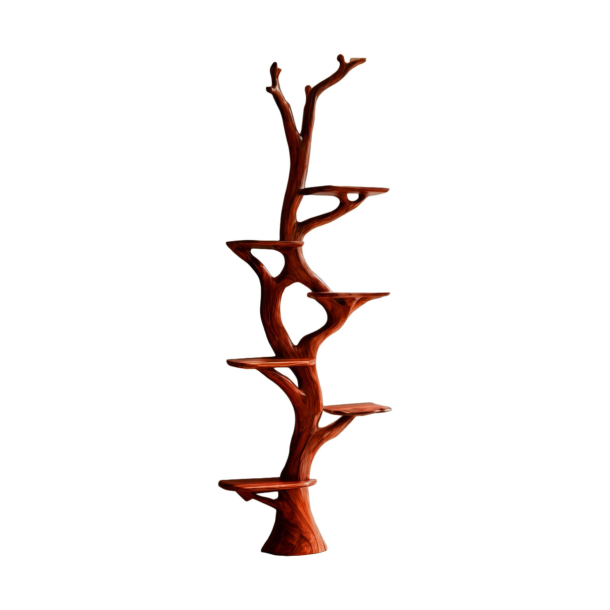 Vaelthorn Sculpted Solid Wood Tree Bookshelf Mahogany - Timberustic Tree Bookshelf