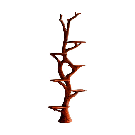 Vaelthorn Sculpted Solid Wood Tree Bookshelf Mahogany - Timberustic Tree Bookshelf