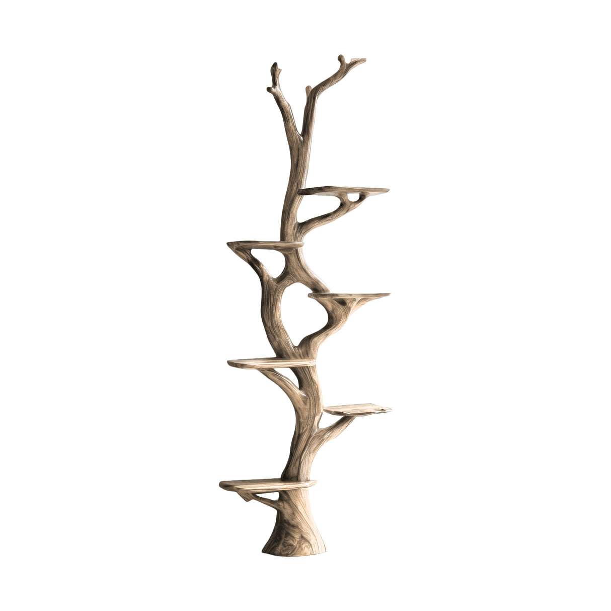 Vaelthorn Sculpted Solid Wood Tree Bookshelf Natural Oak - Timberustic Tree Bookshelf