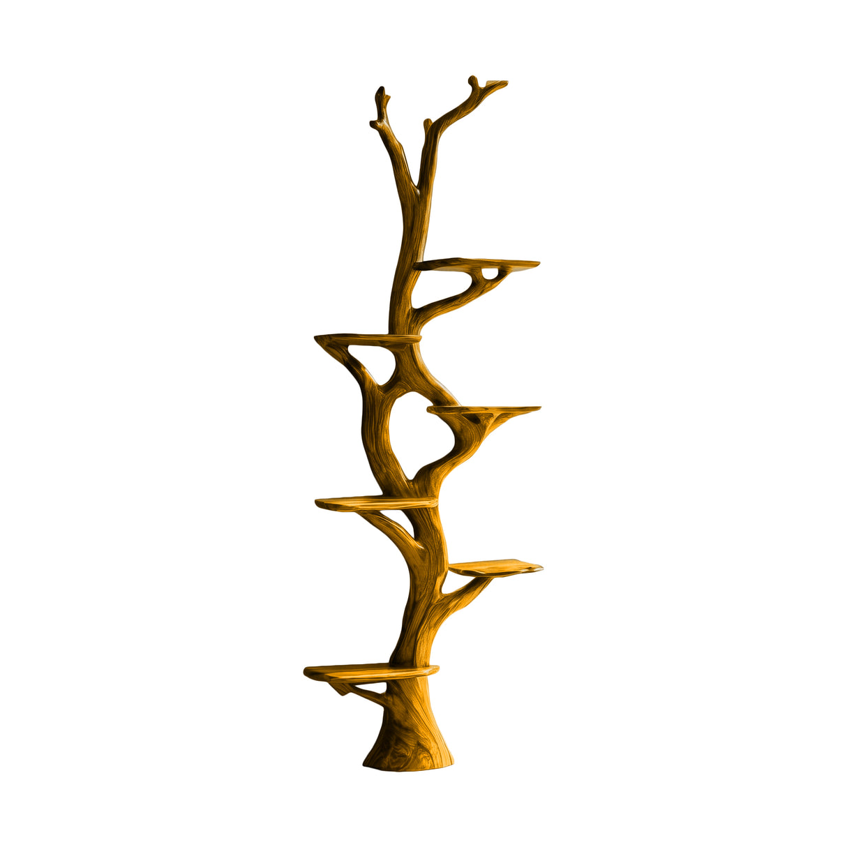 Vaelthorn Sculpted Solid Wood Tree Bookshelf Teak - Timberustic Tree Bookshelf