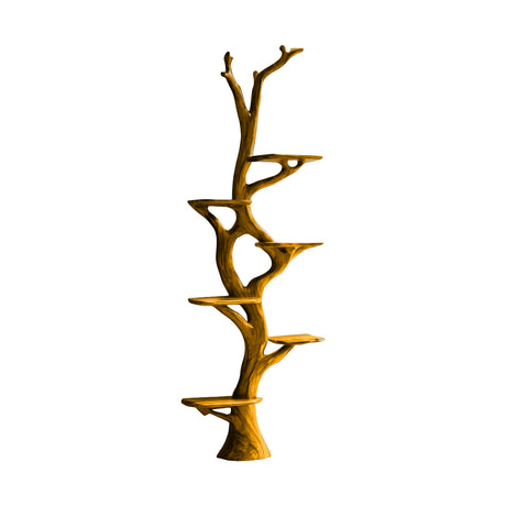 Vaelthorn Sculpted Solid Wood Tree Bookshelf Teak - Timberustic Tree Bookshelf