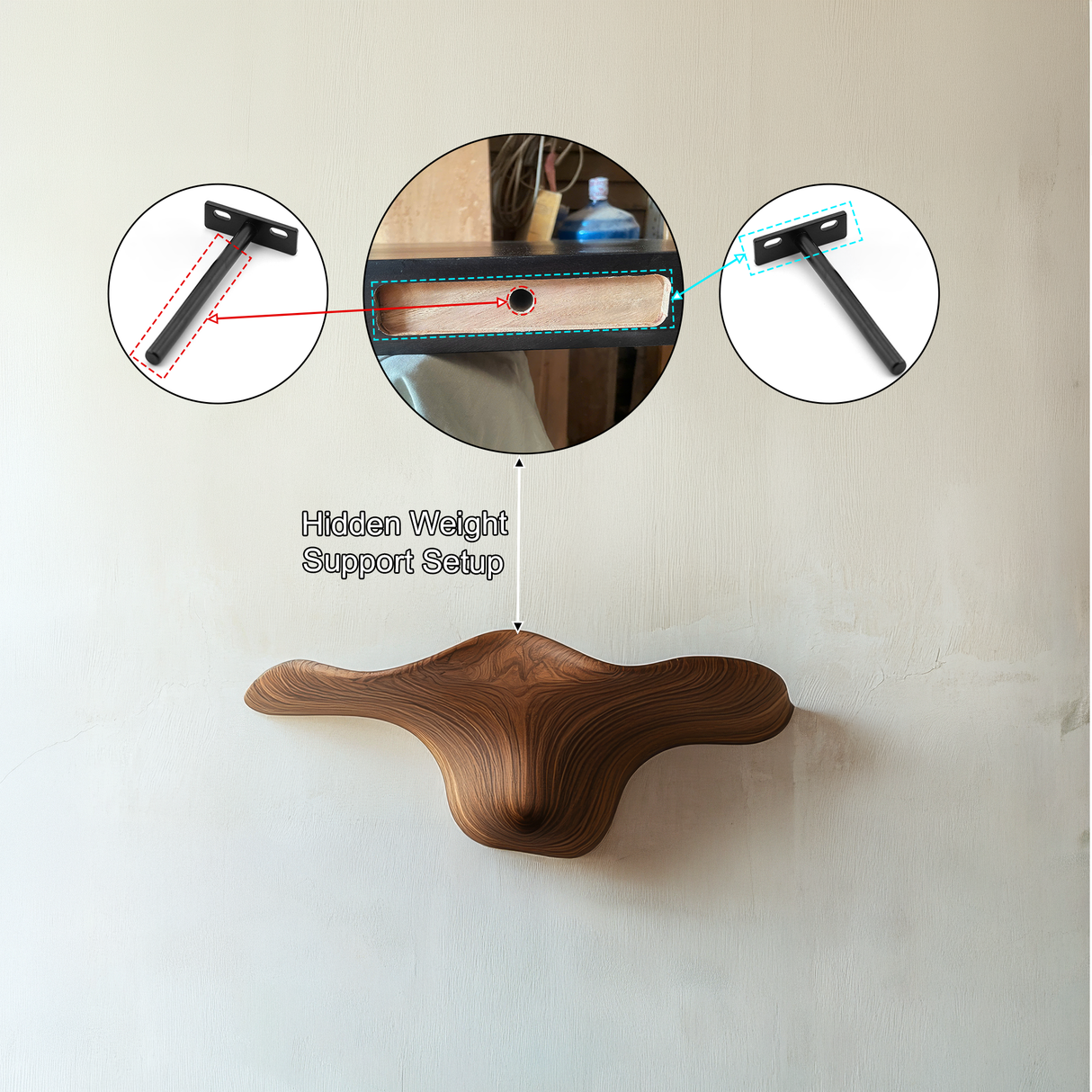 Vaelthorn Solid Wood Sculpted Mushroom Floating Shelf SPA210102 - Timberustic Floating Shelf