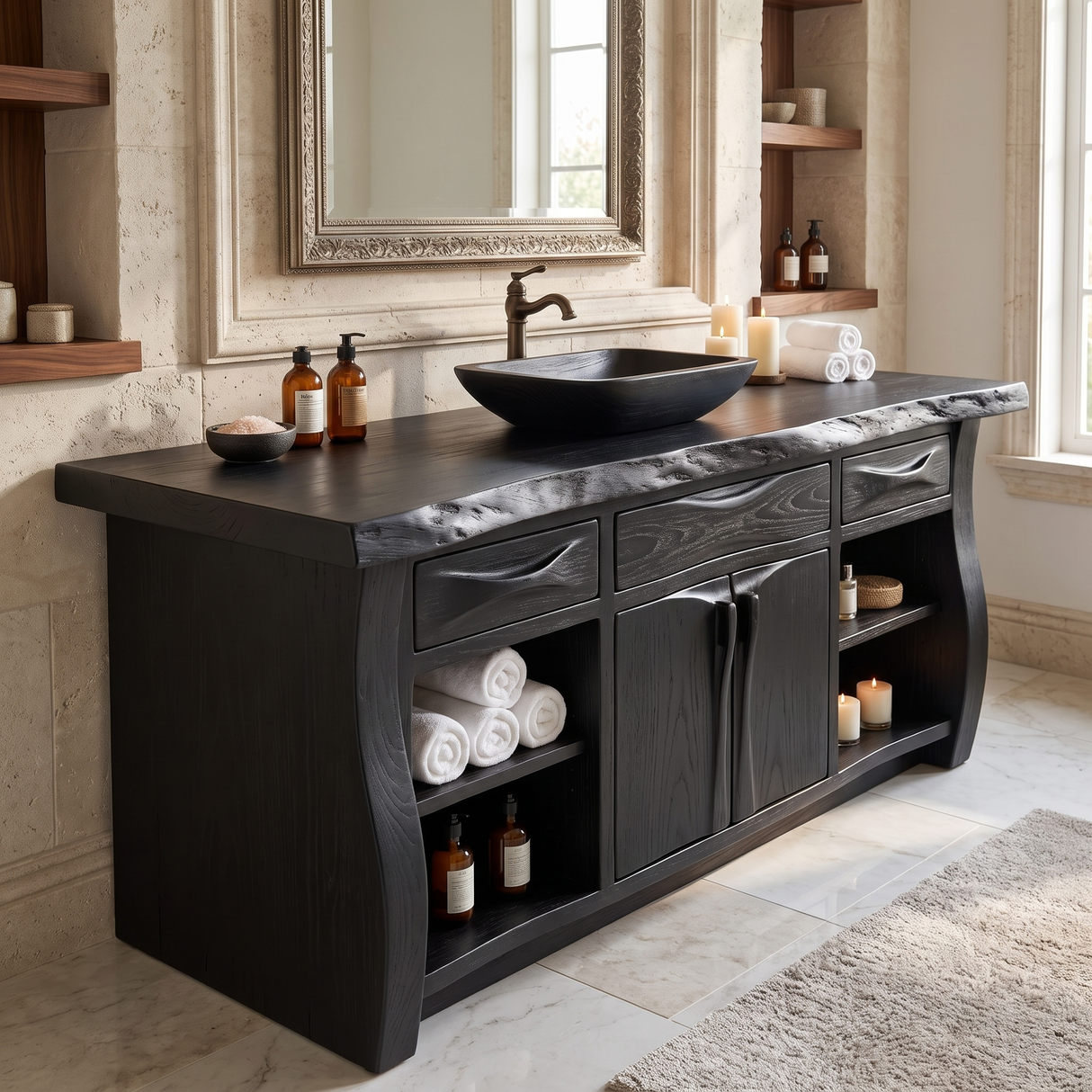 Valdoren Handcrafted Solid Wood Freestanding Bathroom Vanity with Drawers - Timberustic Freestanding Bathroom Vanity with Drawers