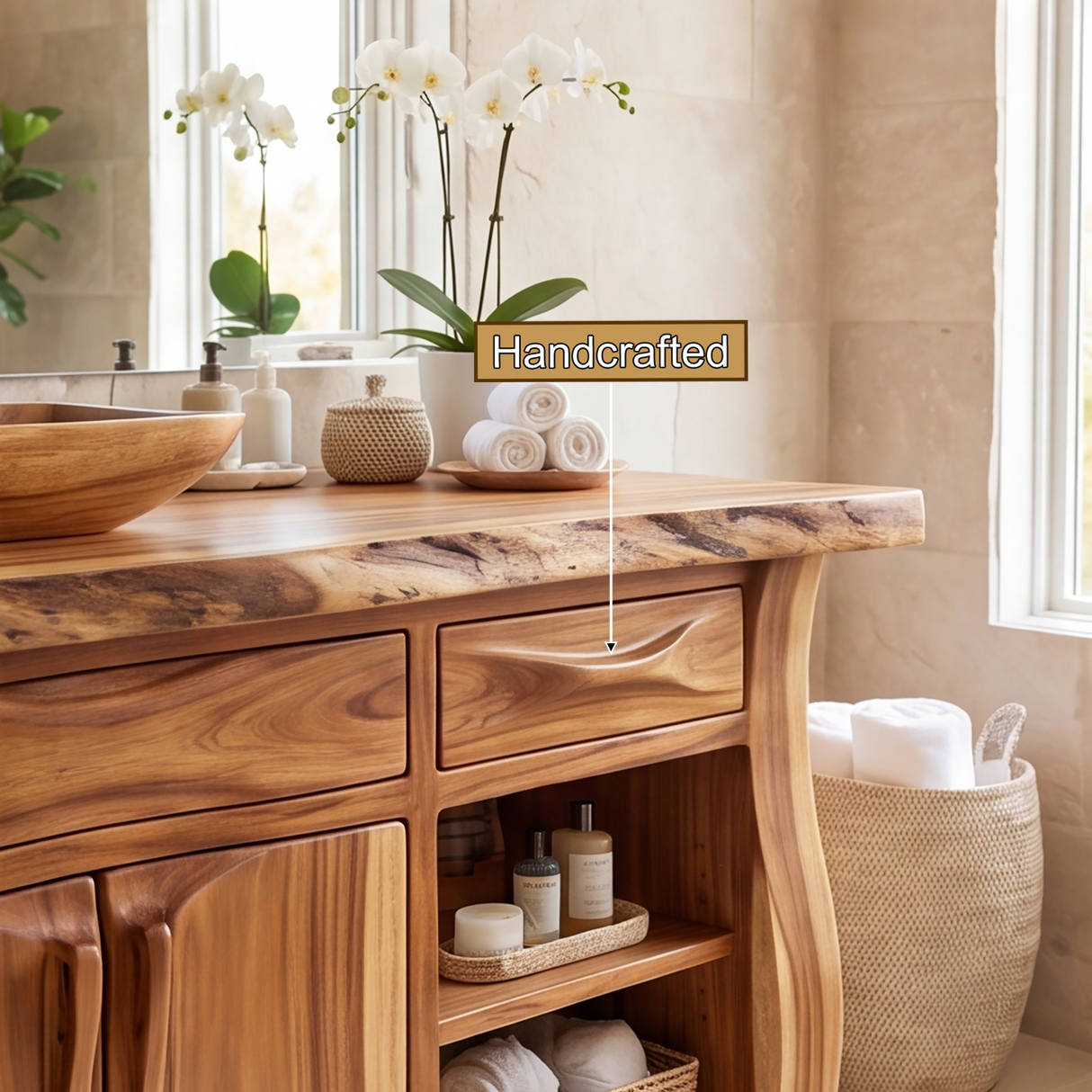 Valdoren Handcrafted Solid Wood Freestanding Bathroom Vanity with Drawers - Timberustic Freestanding Bathroom Vanity with Drawers