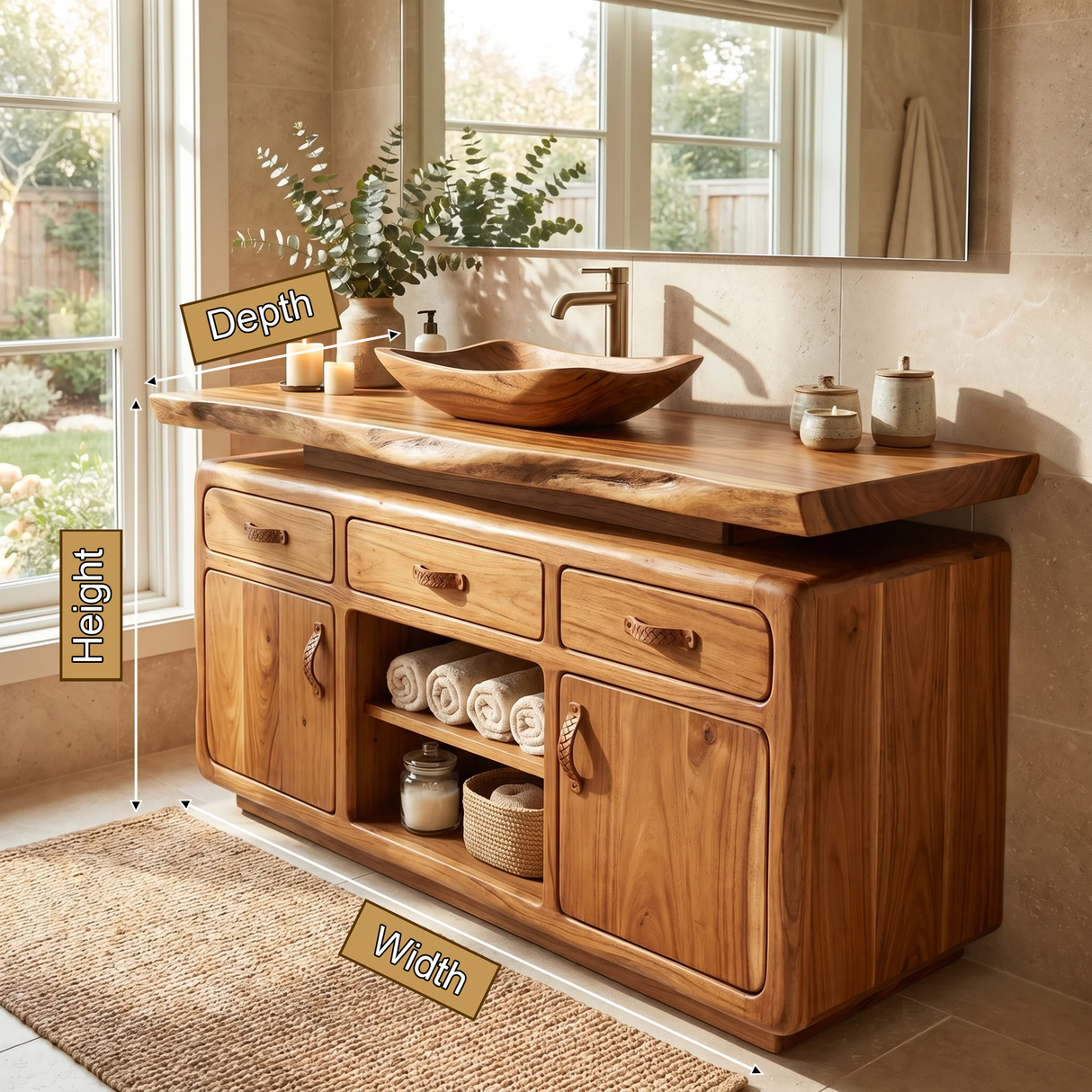 Caelmont Handcrafted Solid Wood Freestanding Bathroom Vanity with Drawers - Timberustic Freestanding Bathroom Vanity with Drawers
