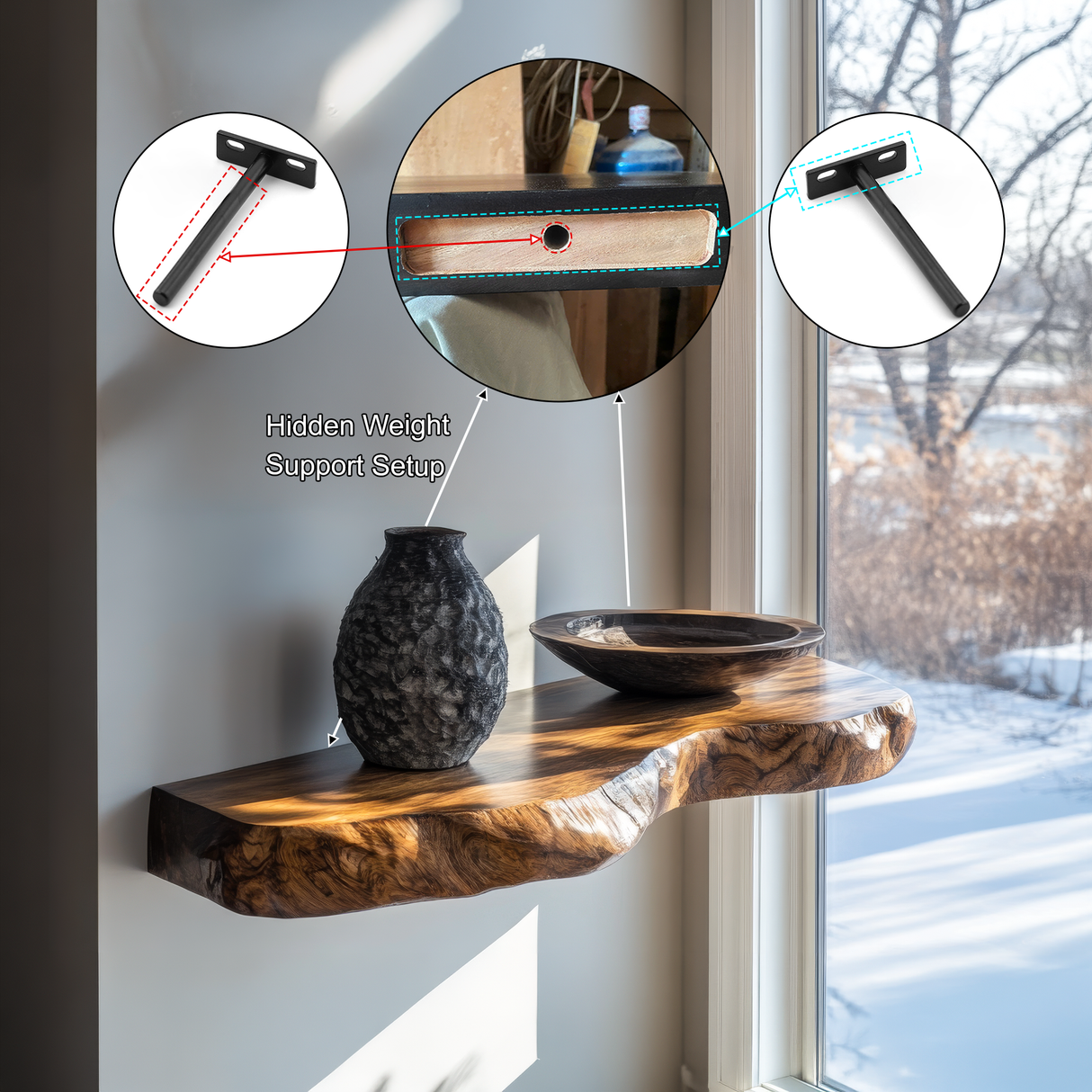 Valdren Live Edge Solid Wood Floating Shelf SPA963025 - Timberustic Floating Shelf