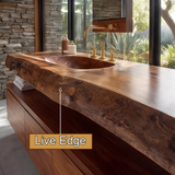Valdren Sculpted Live Edge Solid Wood Floating Bathroom Vanity with Integrated Sink SPA354346 - Timberustic Floating Bathroom Vanity with Integrated Sink