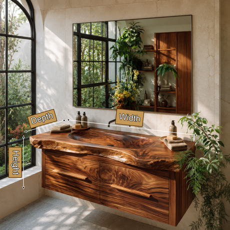 Valebrook Handcrafted Live Edge Solid Wood Floating Bathroom Vanity with Drawers SPA029384 - Timberustic Floating Bathroom Vanity With Drawers