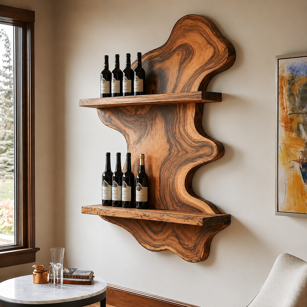 Valebrook Live Edge Handcrafted Floating Wine Shelf SPA924190 - Timberustic Floating Wine Shelf