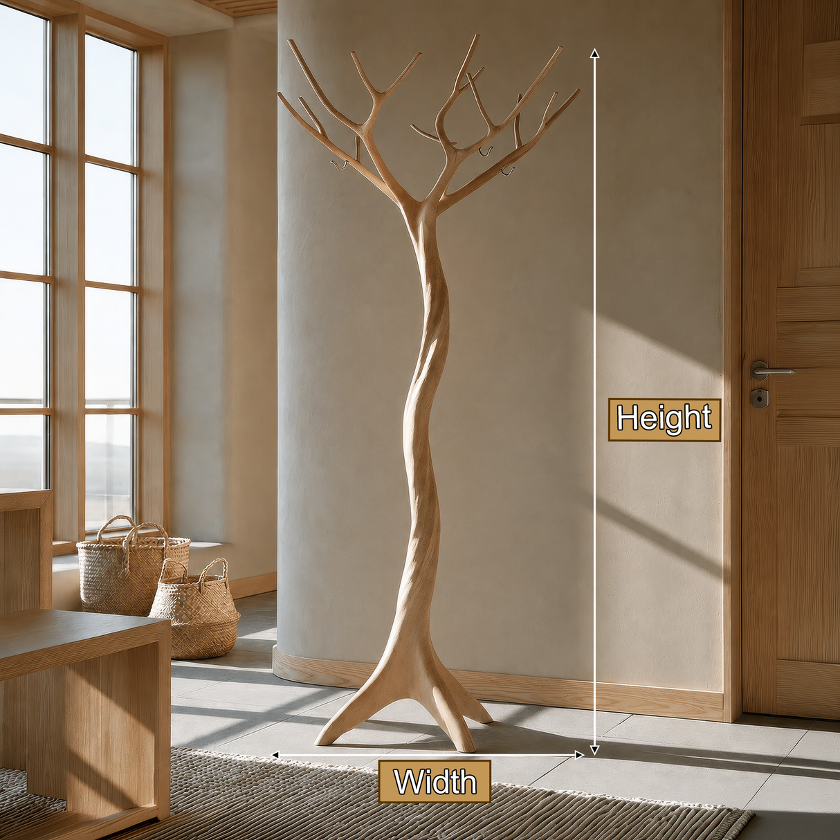 Valecrest Sculpted Solid Wood Tree Coat Rack - Timberustic Tree Coat Rack