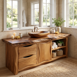 Valemere Live Edge Solid Wood Freestanding Bathroom Vanity with Drawers