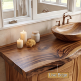 Valemere Live Edge Solid Wood Freestanding Bathroom Vanity with Drawers