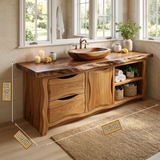 Valemere Live Edge Solid Wood Freestanding Bathroom Vanity with Drawers