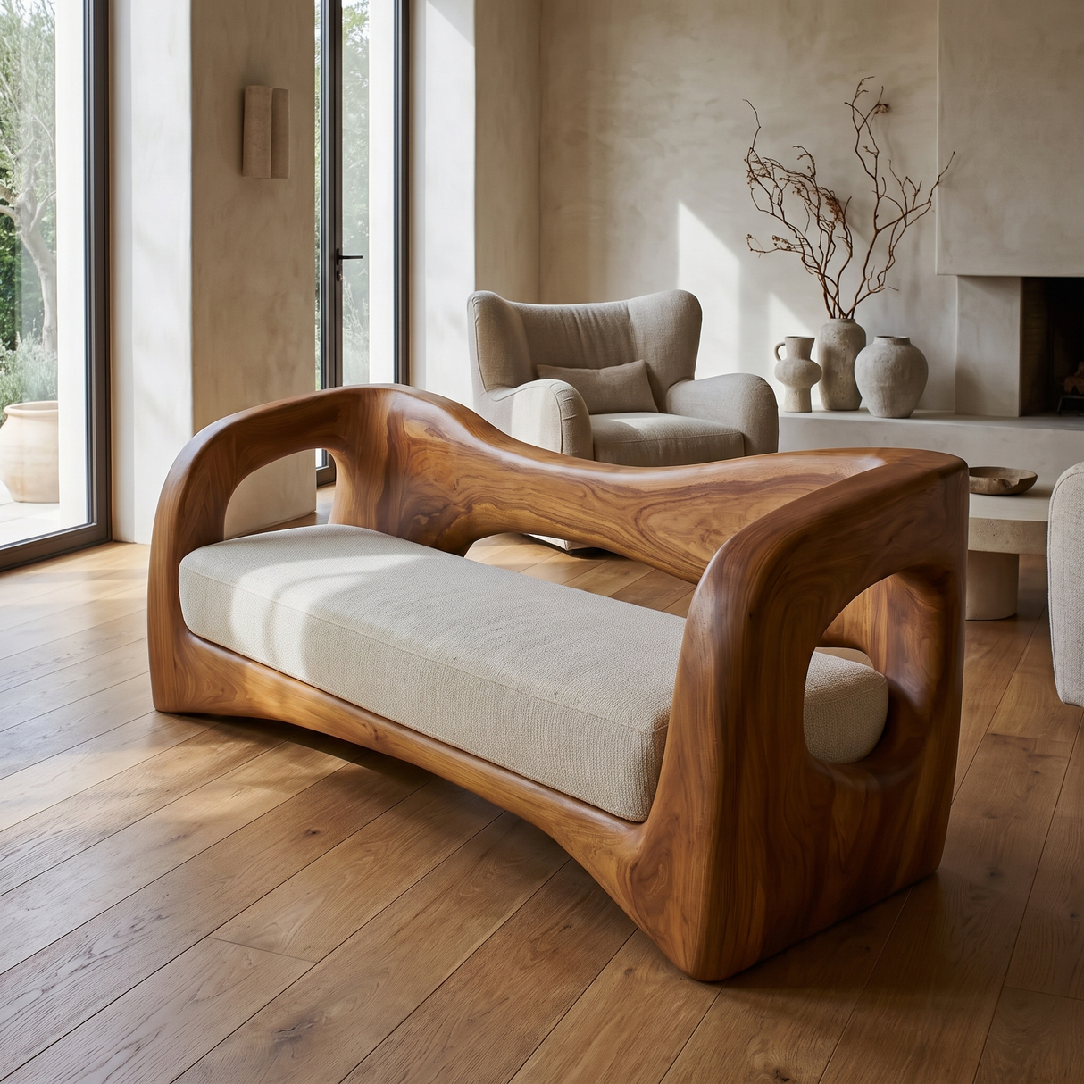 Valenor Sculpted Solid Wood Sofa Brown - Timberustic Sofa
