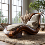 Valenridge Handcrafted Sculpted Solid Wood Chaise Lounge - Timberustic Chaise Lounge