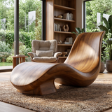 Valenridge Handcrafted Sculpted Solid Wood Chaise Lounge Brown - Timberustic Chaise Lounge