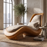 Valenridge Handcrafted Sculpted Solid Wood Chaise Lounge Teak - Timberustic Chaise Lounge