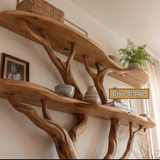 Valeris Sculpted Solid Wood Console Table with Shelves - Timberustic Console Table with Shelves