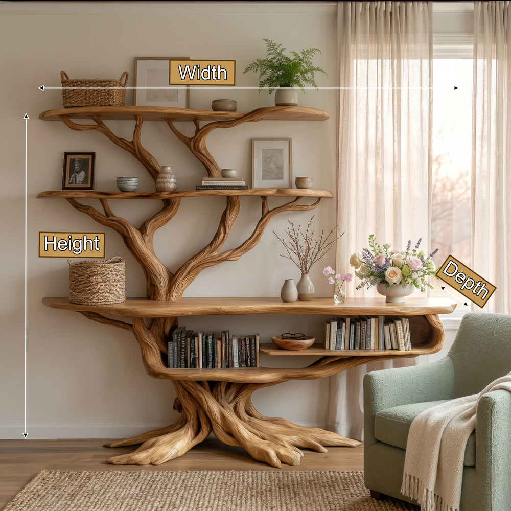 Valeris Sculpted Solid Wood Console Table with Shelves, Organic Modern ...