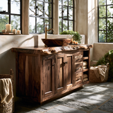 Valeron Live Edge Solid Wood Freestanding Bathroom Vanity with Drawers