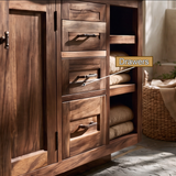 Valeron Live Edge Solid Wood Freestanding Bathroom Vanity with Drawers
