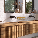 Valerune Sculpted Solid Wood Floating Bathroom Vanity with Integrated Sinks and Drawers