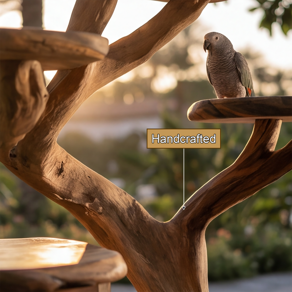 Valewing Handcrafted Tree Branch Parrot Stand - Timberustic Tree Branch Parrot Stand