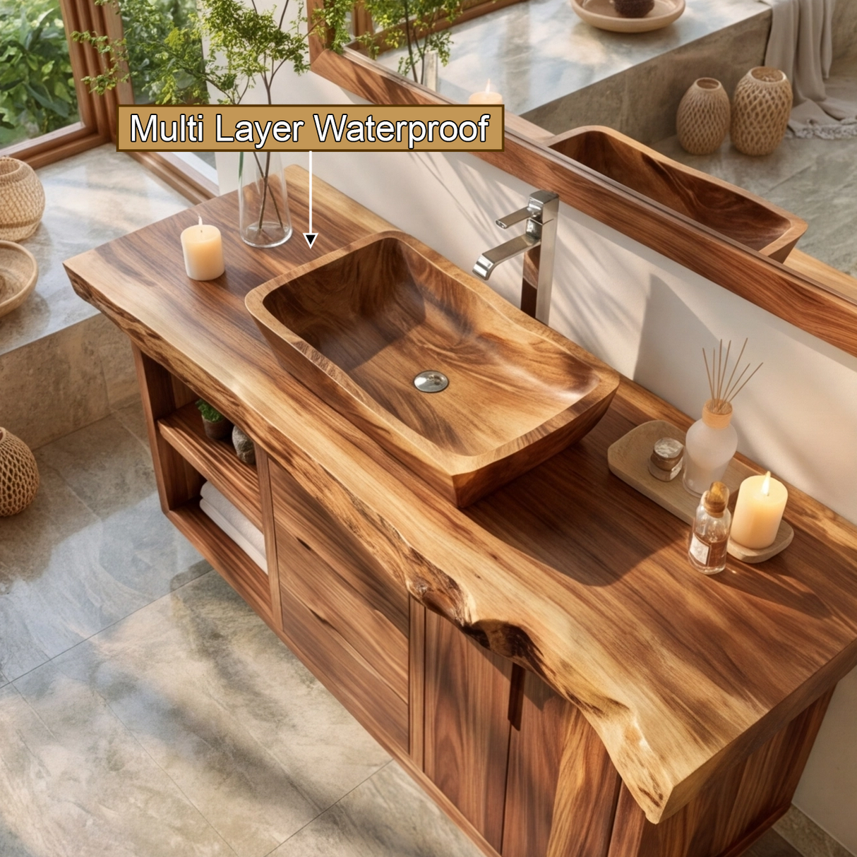 Valewyn Live Edge Solid Wood Floating Bathroom Vanity with Drawers - Timberustic Floating Bathroom Vanity With Drawers